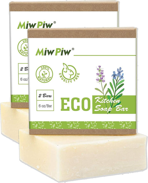 Vegan Dish Soap Bar Pack 2- Large 6 Ounce - Lather Clean Safe Ingredients- Plastic Free Palm Oil Free - Zero Waste Eco Friendly Kitchen Dishwashin...
