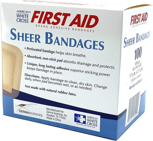 First Aid Sheer Plastic Adhesive Spot Bandage Sterile 1-1/2 X 1-1/2 Inch 100 per Box...