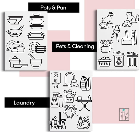 Della Bella Kitchen Cabinet and Drawer Label 81 Stickers Set Home Organization Labels Kitchen Utensil Sticker Kitchen Pantry Cupboard Drawer Airbn...