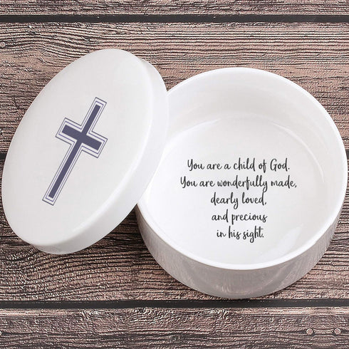 Keepsake First Communion for Girls Boys, Baptism Precious Moments, Jewelry Ceramic Box Plays Child of God, Godchild Birthday Kids Child, Godparent...