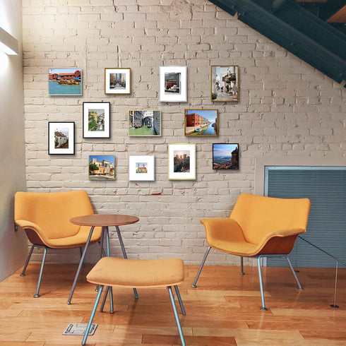 Golden State Art - 8x8 Aluminum Picture Frame - with Mat for 4x4 Photo or Without Mat for 8 x 8 Photo - Real Glass Cover - Simple and Elegant Deco...