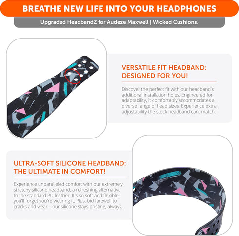 WC HeadbandZ Maxwell - Upgraded Silicone Headband for Audeze Maxwell by Wicked Cushions - Enhanced Flexibility, Comfort, and Style with Matching E...