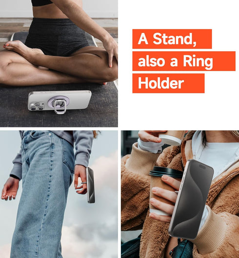 SURITCH for MagSafe Phone Grip, Magnetic Phone Ring Holder for MagSafe, Magnetic Phone Grip Stand Finger Loop Ring Kickstand for iPhone 15 Pro Max...