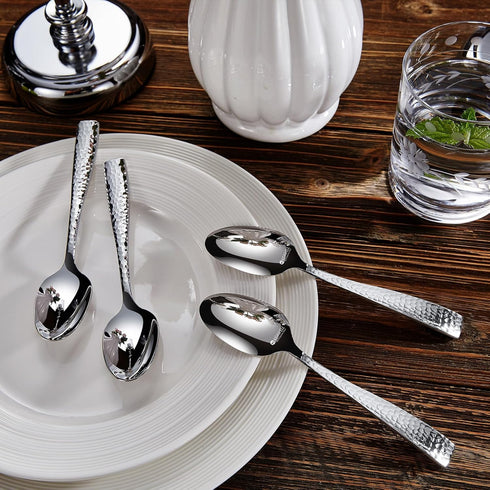 KEAWELL Premium 4-Piece Louis Hammered Spoons Set, 18/10 Stainless Steel, Set of 4, Fine Spoon Set with Squared Edge, Dishwasher Safe (6.4" Teaspo...