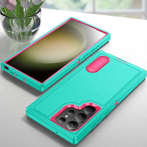 for Galaxy S24 Ultra Case S24 Ultra Case with Kickstand Case 3-Layer Military Grade Protective Case Cover Silicone Shockproof for Samsung Galaxy S...