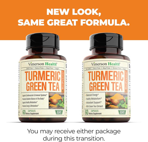 Green Tea Extract Capsules - Green Tea Supplement with Organic Turmeric Curcumin, Black Pepper & Vitamin C for Joint Health, Antioxidant Support &...