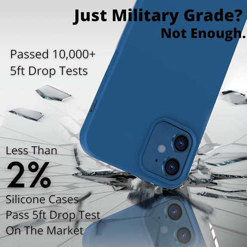 IceSword iPhone 12 Mini Case - Thin Liquid Silicone, Matte Blue, Soft Silk Cloth, Gel Rubber Full Body, Cool Shockproof Protection...