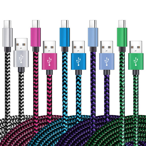 USB Type C Cable Fast Charging, Tpc001 5 Pack(6Ft 3A) Braided C Charger Cables Compatible with Samsung S10e/note 9/s10/s9/s8 Plus/A80/A50/A20...