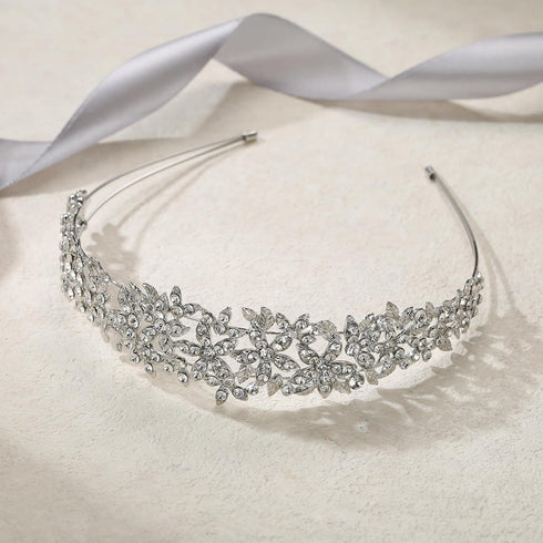 EVER FAITH Women's Austrian Crystal Wedding Flower Cluster Hair Band Clear Silver-Tone...