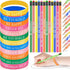 Sabary 48 Pcs Motivational Pencils Inspirational Silicone Bracelets Set Mood Pencil Motivational Quote Rubber Wristbands for Kids Teens Christmas ...