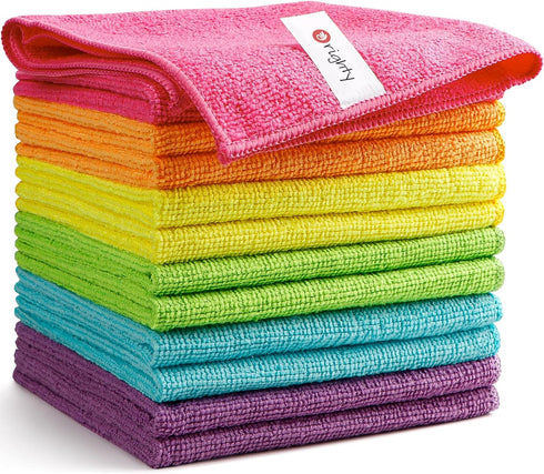 Orighty Microfiber Cleaning Cloths, Pack of 12, Highly Absorbent Cleaning Supplies, Lint Free Cloths for Multiple-use, Powerful Dust Removal Clean...