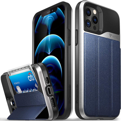 VENA vCommute Wallet Case Compatible with Apple iPhone 12 / iPhone 12 Pro (6.1"-inch), (Military Grade Drop Protection) Flip Leather Cover Card Sl...