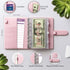 SOUL MAMA Budget Binder with Zipper Envelopes - Pink Money Organizer for Cash, A6 Binder Cash Envelopes for Budgeting, Money Saving Binder with Ro...