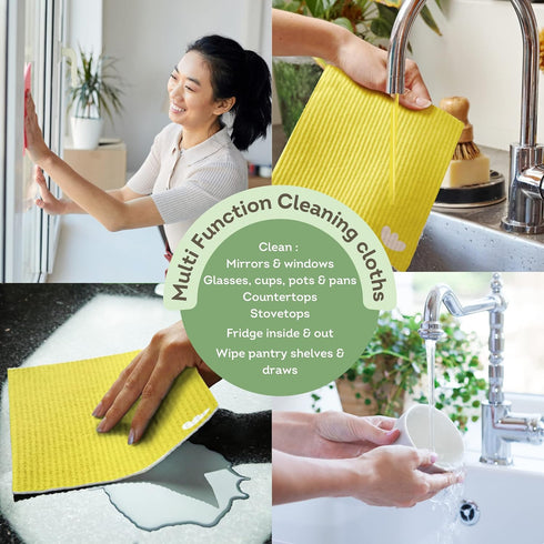 EKOH Swedish Dishcloths for Kitchen - Eco Sponge Cloth - Reusable Absorbent Cleaning Cloths for Washing Dishes - Paper Towel Alternative - Cellulo...