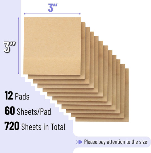 Mr. Pen- Sticky Notes, 3”x3”, 12 Pads, Kraft Colors Sticky Notes, Sticky Note, Self-Stick Note Pads, Sticky Pads Sticky Notes Aesthetic, Colorful ...