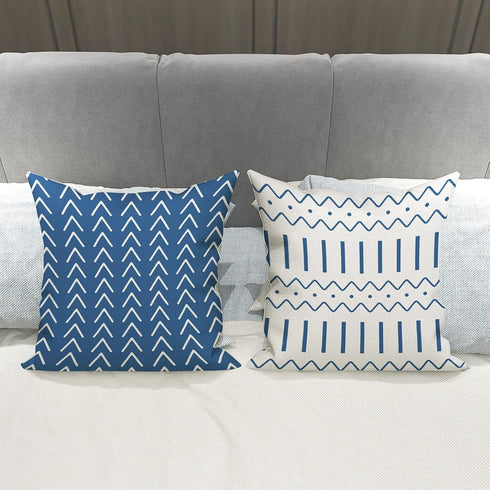 YCOLL Pillow Covers 18x18 Set of 4, Modern Sofa Throw Pillow Cover, Decorative Outdoor Linen Fabric Pillow Case for Couch Bed Car?Light Blue...