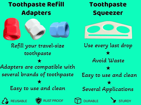 Travel-Size Toothpaste Refill Adapter and Squeezer, 4 Count (Pack of 1)...