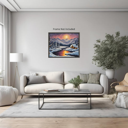 Posterizer 1 pcs- quaint old village-building in nature-night sky 16-Landscape & Nature Art-Floral Botanical Art- Decor for Home & Office- unframe...