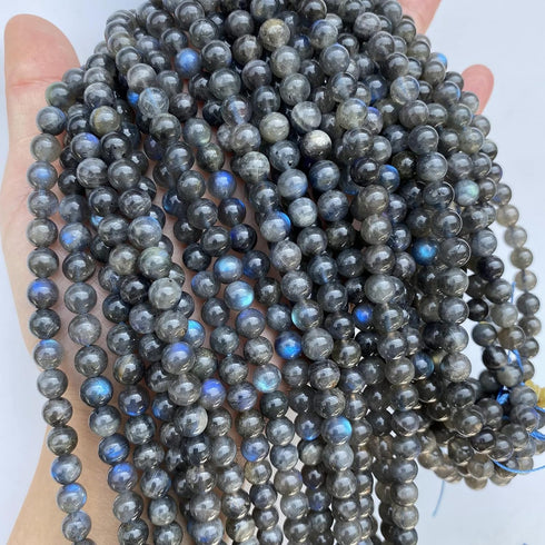 6MM 60PCS Natural Labradorite Gemstone Energy Crystal Healing Power Spacer Loose Beads for Jewelry Making DIY Bracelet 15 Inches 1 Strand A Grade...