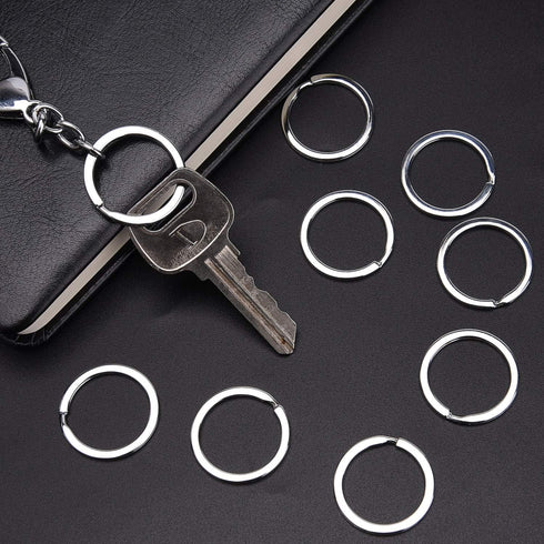 24 Pack Flat Key Rings Metal Split Ring for Home Car Keys Organizations, Jewelry Making, 1 Inch (Silvery)...