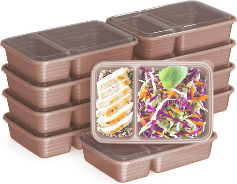 Bentgo 20-Piece Lightweight, Durable, Reusable BPA-Free 2-Compartment Containers - Microwave, Freezer, Dishwasher Safe - Rose Gold...