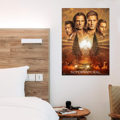MIGHTYPRINT Supernatural – Sam and Dean Winchester, Castiel, Jack – Durable 17” x 24 Wall Art – NOT Made of Paper – The End is Nigh – Season 15 – ...