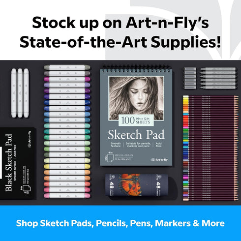 Art-N-Fly Black Sketch Pad Mini 5.5x8.5" 2 Pack - Black Paper Sketchbook for Drawings, Perforated Edge on Spiral 100 Sheets Total - Art Sketch Boo...