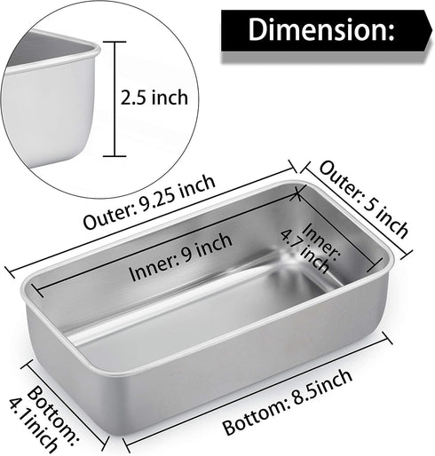 TeamFar Loaf Pan, 9¼” × 5” Bread Loaf Pan Meatloaf Pan Stainless Steel for Baking Bread Cake Toast, Healthy & Durable, Dishwasher Safe & Easy Clea...