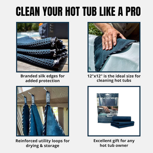 Microfiber Hot Tub Scum Remover Cleaning Towels | ScumGone Hot Tub Shell Cleaner | 100% Scratch Free Hot Tub Cleaner for Inside Surface | Essentia...