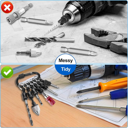 6PCS 1/4 Inch Bit Holder Keychain, Hex Shank Screwdriver Drill Bit Holder Key Chain Extension Bar, Screw Adapter Quick Release Hand-Held Impact So...