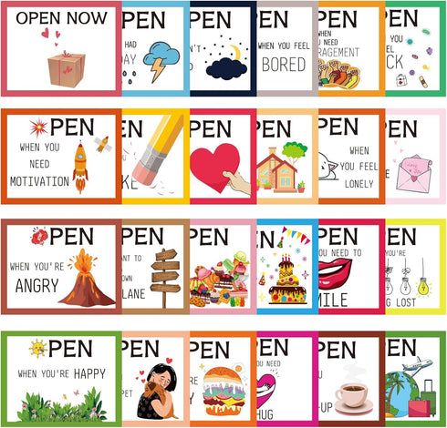 24 Pcs Open When Envelopes, Colorful Open When Letters Kit Envelopes, Open When Cards for College Student, Long Distance Gifts For Daughter Son Bo...