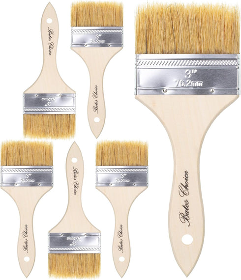 Bates- Chip Paint Brushes, 3 Inch, 6 Pack, Chip Brush, Brushes for Painting, Paint Brushes, Stain Brushes for Wood, Natural Bristle Paint Brush, 3...