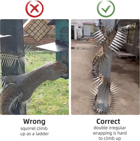 Comastbo40“ Raccoon Squirrel Spikes Deterrent for bird feeder pole,Tree baffle for Squirrel Raccoon Cat Deer,Good for Wall Barns Fence Roof with S...