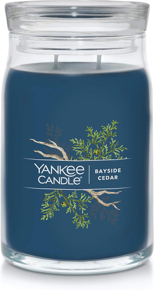 Yankee Candle Bayside Cedar Scented, Signature 20oz Large Jar 2-Wick Candle, Over 60 Hours of Burn Time...