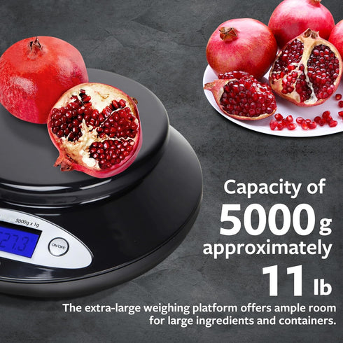 Smart Weigh Food Kitchen Scale with Bowl,11lb x 0.1oz / 5000 x 1grams, Digital Weight Scale for Baking,Cooking for Ounces and Grams...