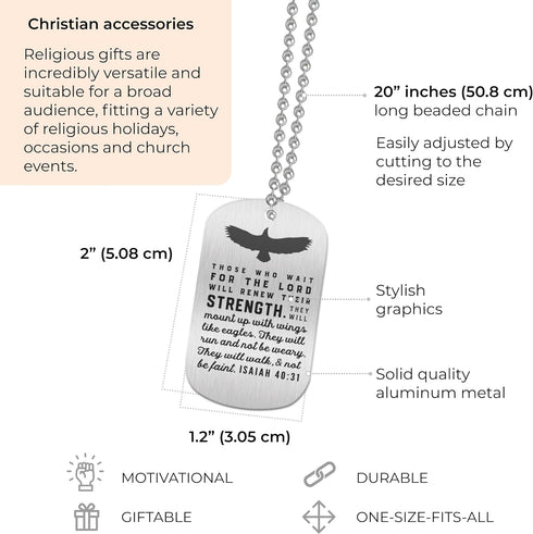Inkstone Dogtag Necklaces | (4 Pack) | Bible Verses Psalm 56:3, Isaiah 40:31, and Matthew 7:7" | Wholesale Bulk Religious Party Favors and Christi...