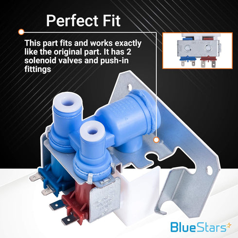 LIFETIME WARRANTY WR57X10051 Refrigerator Dual Inlet Water Valve Replacement Part by BlueStars - Exact Fit for GE Kenmore Hotpoint Refrigerators - Replaces riv-12ae21 AP3672839 WR2X10105 WR57X98