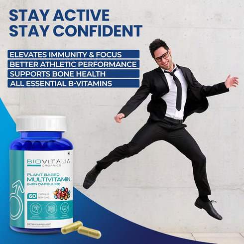 Biovitalia Organic Multivitamin Capsules for Men Promote Body Immunity & Support Healthy Heart Function For Daily Active Energy -Enriched with Ess...