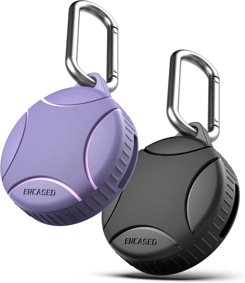 Encased Waterproof Airtag Case Compatible with Apple Airtag Keychain Holder Black Purple - 2 Pack...
