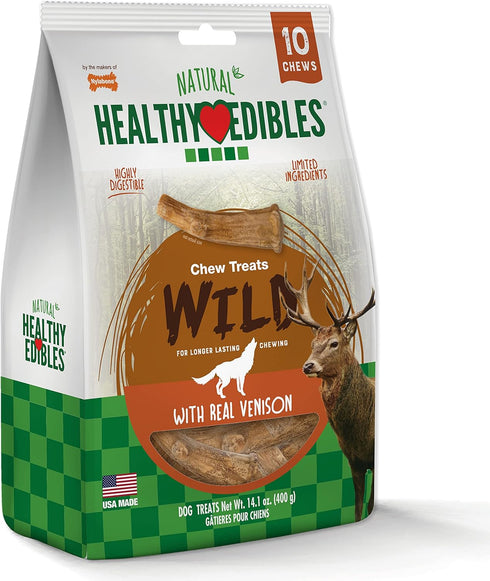 Nylabone Healthy Edibles WILD Antler Natural Long Lasting Venison Flavor Dog Chew Treats Antler Medium/Wolf (10 Count), -...