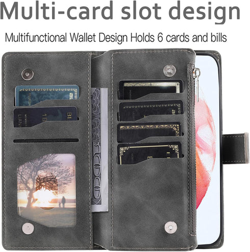 Asuwish Phone Case for Samsung Galaxy S21 5G 6.2 inch Wallet Cover with Tempered Glass Screen Protector and Wrist Strap Mandala Flower Flip Zipper...