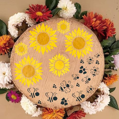 Flower Stencils for Painting on Wood, A4 Floral Rose Sunflower Dragonfly Butterfly Stencils for Crafts Reusable Wood Burning Drawing Art Paint Ste...