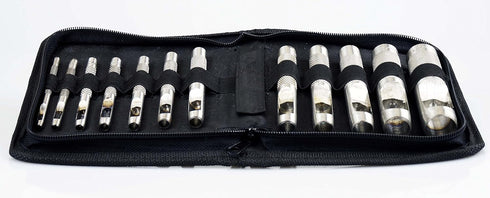 SE Heavy-Duty 12-Piece Hollow Leather Punch Set - High Carbon Steel, Machined Grip, 1/8" to 3/4" Sizes - Includes Zipper Pouch for Gasket, Leather...