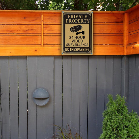 Private Property No Trespassing 24 Hours CCTV Camera Video Surveillance Warning Sign | 10" x 7" Rust Free Aluminum Easy Mounting Fade Resistance, ...
