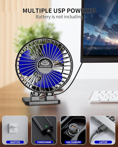 Desk Fan, USB Fan for Desk, Mini Desk Fan, 3 Speed Rotation Strong Wind, Protable Small Desktop Cooling Fan, Quite Mini Personal Fan for Home Offi...