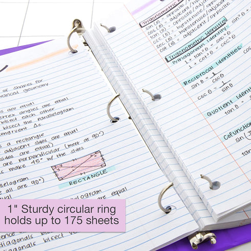 BAZIC 3 Ring Binder 1" Economy View Binders Organizer - Purple, Round Ring, Hold 175 Sheets Paper, for School Office Home, 1-Count...