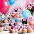 10 Pcs 2nd Mouse Cake Decorations- “Oh Twodles” Mouse Birthday Cake Topper Black and Red Birthday Party Decorations for Kids Boys Two Birthday Par...