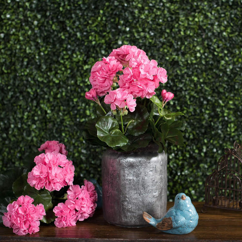 Vickerman Everyday Artificial Pink Geranium Bush 15.25" Long - Premium Faux Floral Decor for Wedding or Everyday Arrangements - Maintenance Free F...
