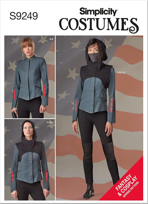 Simplicity Misses' Jacket, Pants, Cropped Hooded Tabard, and Facemask Fantasy Costume Kit, Code 9249 Sewing Pattern, Sizes 16-24, White...