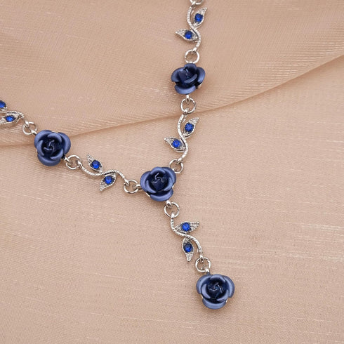 Elegant Flower Leaf Jewelry Sets Necklace Dangle Earrings Bracelet Set for Women Prom Party Costume Accessories #0929...